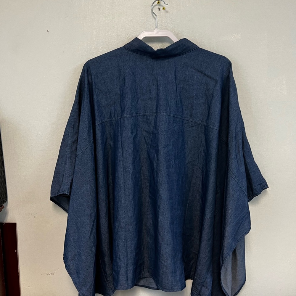 Ashley Stewart denim blue car capelet